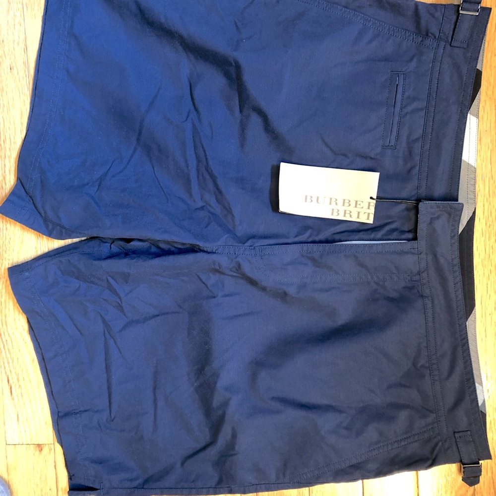 Navy, Men’s Burberry Swim Trunks (bathing suit)